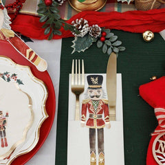 Nutcracker Christmas Cutlery Holders for Festive Table Styling (Pack of 8, 10 × 20 cm)