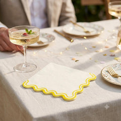 Yellow & White Paper Napkins for Birthday Parties, Celebrations & Party Tables (Pack of 10, 33 cm Unfolded)