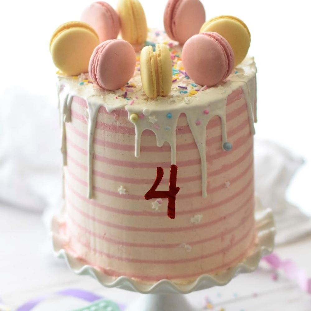 number-4-acrylic-cake-charm-decoration-milestone-celebration|LLWWNUM4CC|Luck and Luck| 1