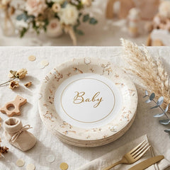 Santex Little Teddy Bear Paper Plates Baby Shower Christening Party