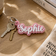 Personalised Name Acrylic Keyring Custom Colour Modern Keepsake Gift Accessory
