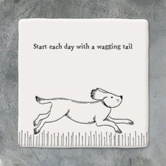 east-of-india-porcelain-keepsake-wagging-tail-coaster-dog-gift|5940|Luck and Luck| 1