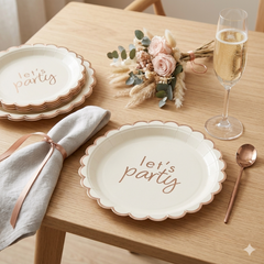 Gold Let's Party Paper Plates Pack of 8 - 22 cm Birthday Tableware