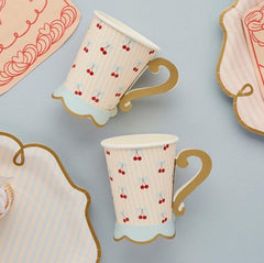 Rococo Cherries 3D Birthday Party Paper Cups (Pack of 8, 8 cm)