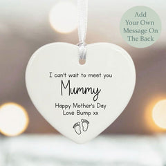 personalised-porcelain-mothers-day-mum-to-be-hanging-heart-gift|LLUVBUMPMOTHERSDAY|Luck and Luck| 1