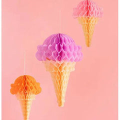 tissue-paper-ice-cream-decorations-set-of-3-fun-party-decor|DB8|Luck and Luck| 1