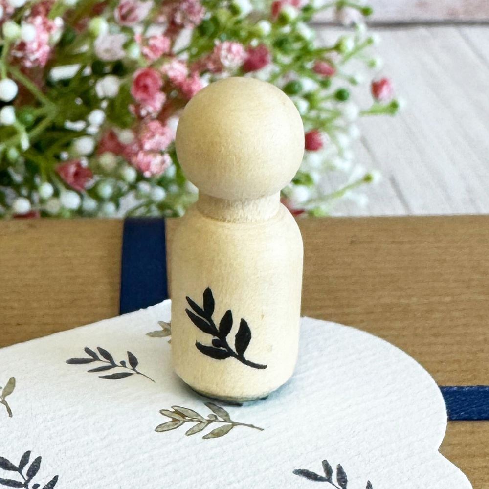 wooden-mini-rubber-ink-stamp-leaf-craft-scrapbooking|LLWWMINILEAFSTAMP|Luck and Luck| 1