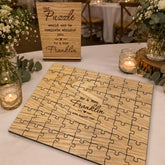 Personalised Rustic Oak Wedding Jigsaw Guest Book Wooden 48 Piece Puzzle