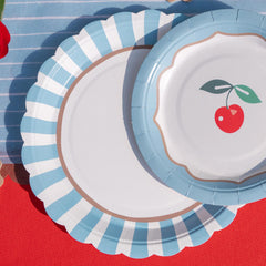 Santex Small Blue Striped Paper Party Plates Disposable Pack of 6