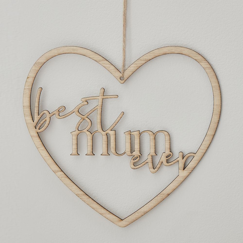 wooden-hanging-wreath-best-mum-ever-heart-mothers-day|MUM-113|Luck and Luck| 1