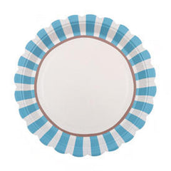 Santex Small Blue Striped Paper Party Plates Disposable Pack of 6