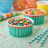 Green Paper Ramekin Party Dishes for Birthdays and Celebrations (Pack of 4, 12.5 cm)