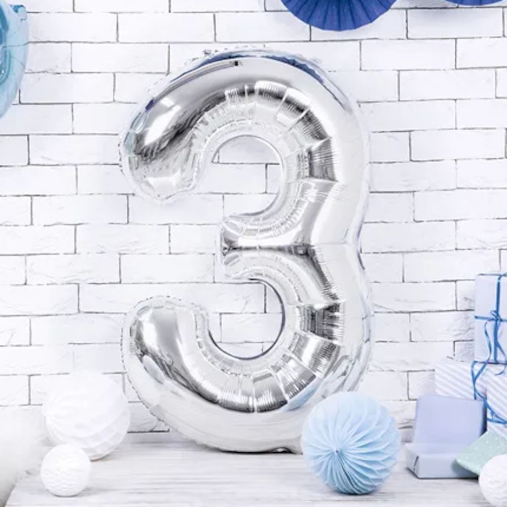 large-foil-silver-number-3-balloon-86cm-birthday-decoration|FB1M-3-018|Luck and Luck| 1
