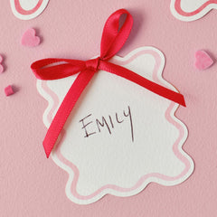 Wavy Place Cards in Pink and Red Bows for All Occasions 10pk