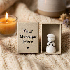 Personalised Christmas Snowman Matchbox with Porcelain Ornament and Message