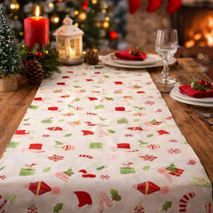 Red Green Christmas Polyester Table Runner Festive Holiday Dining Table Decor 3m