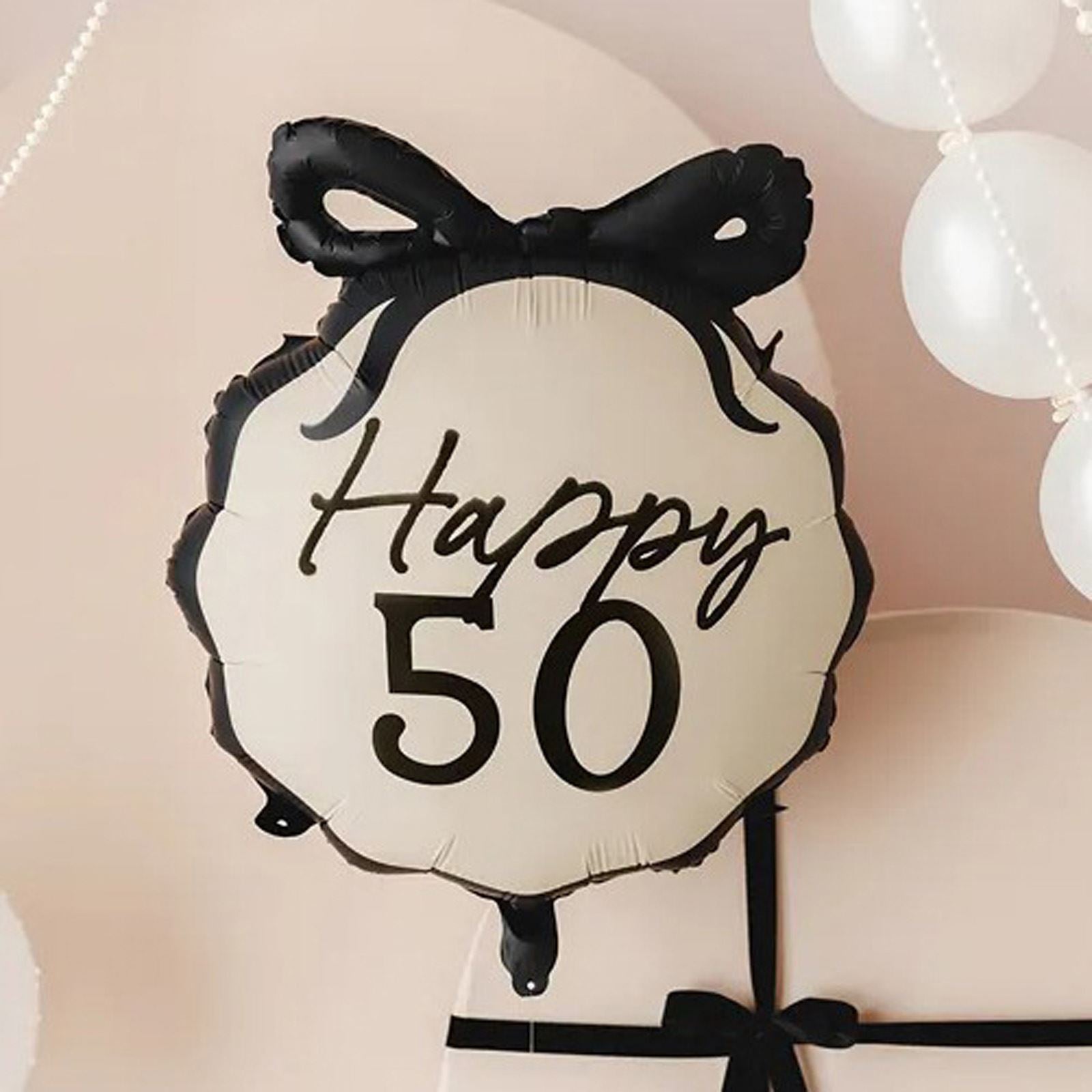 happy-50-foil-balloon-bow-design-50th-birthday-party-decoration|FB266-50|Luck and Luck| 1