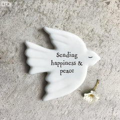 Sending Happiness & Peace Porcelain Dove Token for Meaningful Home Gift Giving