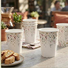 Santex Floral Paper Party Cup Disposable ( 27 cl), Wedding Birthday - Pack of 6