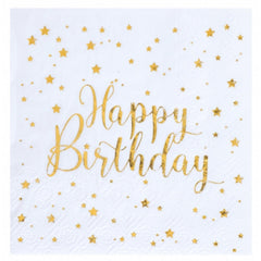 Gold Happy Birthday Party Tableware Plates Cups Napkins Modern Celebration Pack for 10