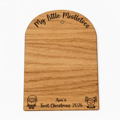 Personalised Baby First Christmas Mistletoe Wooden Sign Custom Name Keepsake Gift