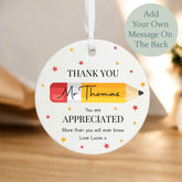 Personalised Teacher Pencil Porcelain Hanging Ornament Thank You Gift 7 cm