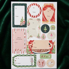 Festive Nutcracker Paper Gift Stickers in Red and Green for Christmas Wrapping Pack of 70
