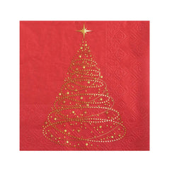 Santex Small Red Sparkling Christmas Paper Napkins for Festive Tables (Pack of 20, 25 cm)