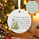 Winnie The Pooh White Christmas Bump Bauble - Adorable Baby Hanging Tree Ornament
