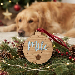 Personalised Pet Wooden Christmas Bauble for Cheerful Festive Tree Decoration