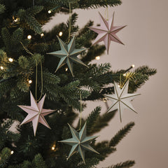 paper-star-tree-decorations-with-gold-trim-x-5-blush-sage-cream|BLN-122|Luck and Luck| 1