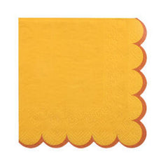 Yellow Gold Scalloped Cocktail Napkins Disposable Party Table Decor (12 Pack 13cm)