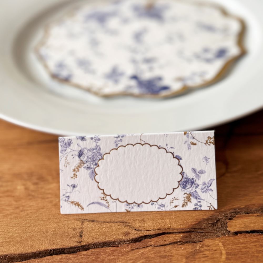 blue-and-gold-place-cards-settings-x-10-toile-de-jouy|93775|Luck and Luck| 1