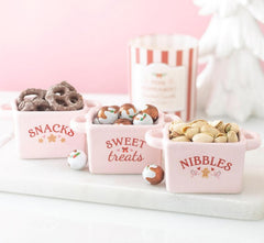 Sugarplum Bakery Christmas Porcelain Mini Bowls Pink Snack Treat Dishes Set of 3