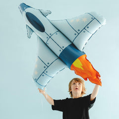 Blue Jet Aeroplane Foil Balloon for Playful Birthday Party Decoration and Decor