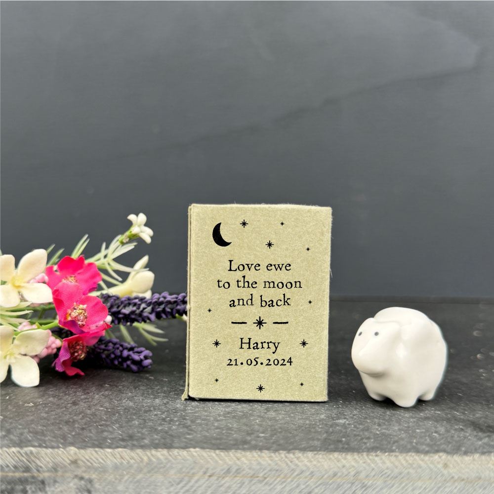 porcelain-sheep-with-personalised-matchbox-love-ewe-to-the-moon|LLUV20|Luck and Luck| 1