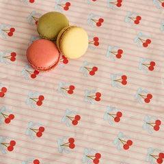 Rococo Cherries Pink Red Paper Tablecloth for Parties (140 x 260 cm)