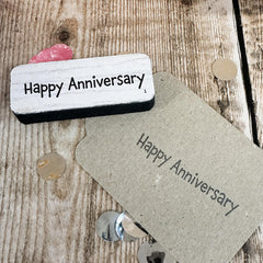 Happy Anniversary Rubber Stamp for Rustic DIY Crafting and Decorative Gift Wrapping