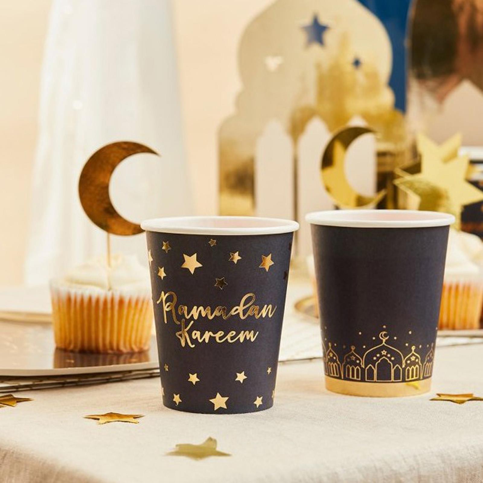 ramadan-kareem-paper-cups-x-8-festive-disposable-cups-for-ramadan|HBRA105|Luck and Luck| 1
