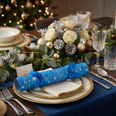 Pub Quiz Game Christmas Crackers Recyclable Blue Festive Party Tableware Set of 6