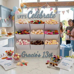 Personalised Wooden Sweet Stand Candy Cart Display Party Table Centrepiece