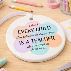 Personalised Thank You Teacher Porcelain Hanging Bauble Gift 7 cm