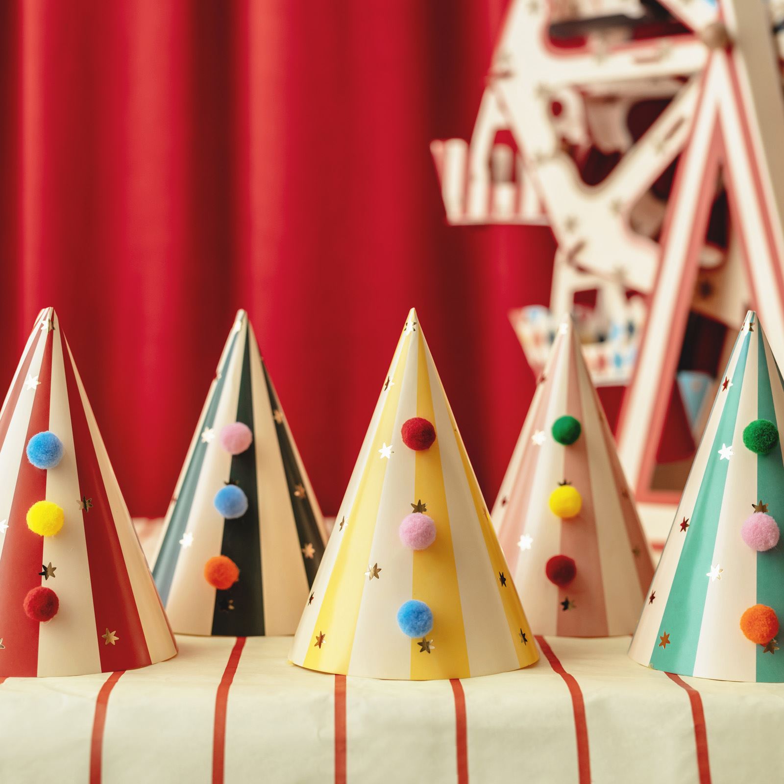 circus-theme-paper-party-pompom-hats-diy-x-6|CPP34|Luck and Luck| 1