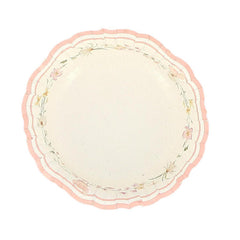 Pink Edge Flower Paper Party Bowls for Elegant Tables (Pack of 6, 13.5 cm)