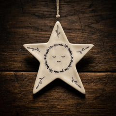 White Porcelain Star Hanging Decoration, Friends Make Life Sparkle Home Gift
