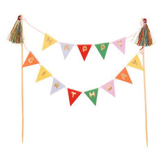 Playful Brights Bunting Cake Topper For Colourful Birthday Cake Displays (21 cm)