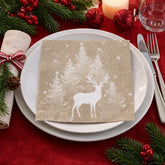 Christmas in the Snow Brown Paper Napkins for Festive Dining (Pack of 20, 16.5 cm)
