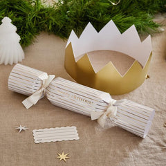 White Gold Fill Your Own Christmas Crackers for Festive Table Styling Pack of 6