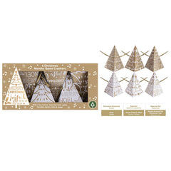 Gold White Triangular Hum That Tune Christmas Crackers Novelty Party Tableware Set of 6