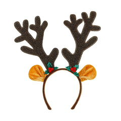 Brown Reindeer Antler Headband for Christmas Festivities - Perfect Holiday Novelty Accessory